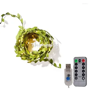 Strings Tiny Leaves Garland Fairy Wire With Mini Led String Light USB Remote Indoor For Wedding Party Christmas Decoration