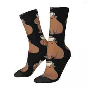 Men's Socks Capybara With Coffee On Its Head Men Women Outdoor Novelty Spring Summer Autumn Winter Stockings Gift
