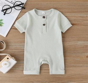 2021 designers clothes kids 2020 Whole colors Summer Ruffles Bodysuit for Infant Baby Girl Boy short Sleeve Ribbed Cotton Romper216157233