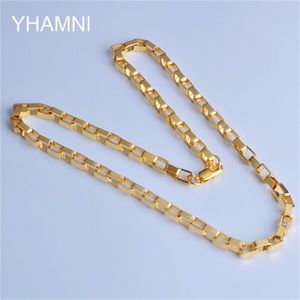 Yhamni guldfärghalsband för män guldfärghalsband med stämpel män smycken hel ny trendig 4 mm 50 cm kedjehalsband nx1852139