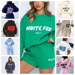 Designerskie damskie bluzy z kapturem druk 2 -częściowy stroje Fox Cowl Szyja długa czarna bluza z białego rękawu i spodnie ustawione dressit pullover z kapturem garnitur sportowy