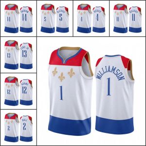 New Orleans''Pelicans''Men Steven Adams Brandon Ingram Zion Williamson''White''City''Edition''fleur-de-lis Jersey