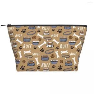 Cosmetic Bags Dog Ruff Woof Bone Trapezoidal Portable Makeup Daily Storage Bag Case For Travel Toiletry Jewelry