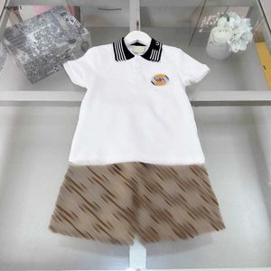 Brand kids tracksuits Embroidered badge T-shirt set baby clothes Size 120-170 CM Short sleeve POLO shirt and Logo printing shorts 24Mar