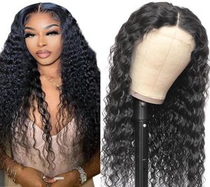 30inch Brazilian Water Wave Lace Frontal Wigs 250 Density 4X4 Lace closure Human Hair Wig Natural Color8165077