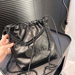 24Ss Womens Classic Mini 22 Shopping Full Black Bags Metal Hardware Matelasse Chain Crossbody Shoulder Handbags Calfskin Leather Outdoor Designer Purse 18X20CM