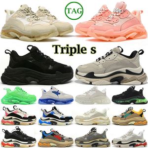 Triple S Men Designer Designer Buty Platforma Platforma Przestępcy Clear Black White Red Red Miękkie różowe niebieskie neonowe zielone zielone fuchsia Męskie Treny Tenisowe