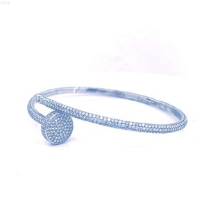 Wholesale Trendy Fashion Designer Jewelry 925 Sterling Silver Iced Out Vvs Moissanite Nail Bangle Bracelets For Women