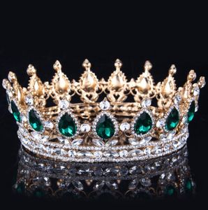 2019 Изумрудно-зеленый кристалл золотого цвета Chic Royal Regal Блестящие стразы Диадемы и короны Свадебные тиары Quinceanera 15 7195173