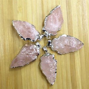 Pendant Necklaces Fashion Raw Ore Gemstones Transparent Quartz Aura Charm Necklace Arrow Head Rough Healing Point Natural Stone Pe246i