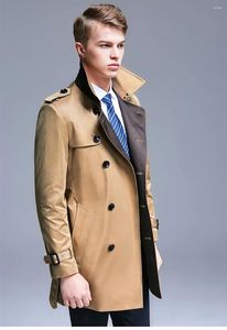 Casacos de Trench Masculinos Primavera Casaco Homens Moda Lapela Britânico Windbreaker Longo Trespassado S-6XL Tamanho Chaqueta Hombre