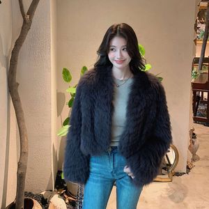 2023 New Small Short Fox Hair Car Stripe Fur Coat Women Young Men's Horseshoe Sleeves For Slimming And Versatile Use 737621
