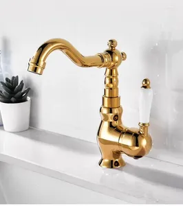 Bathroom Sink Faucets Gold Basin Faucet Single Lever And Cold Lead Free Mixer Tap Solid Brass Lavtory