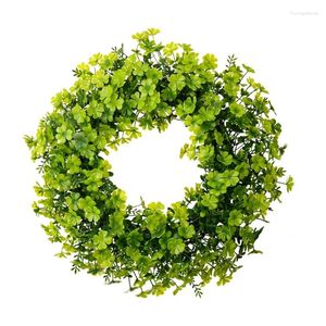 Dekorativa blommor Patricks Day Wreath Green Hanging Tinsel Garlands Grass Artificial Four Leaf Clovers Decor