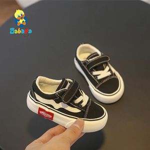 Children Canvas Shoe Baby Shoe 1-3 Old Soft Bottom Catamite Cloth Girl Study Walking Skate boy Casual Shoes toddler sneakers 240220
