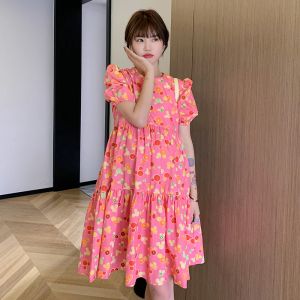 Kleider Hubblebubble Ärmel Sommerkleid Umstandsmode Druck Orange Blumen Schwangerschaftskleidung Plus Size Schwangere Frau Kleid Niedlich