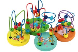 Trä leksak färgglada runda mini pärlor tråd maze spel pedagogisk cirkel pärla tidig utveckling leksaker slumpmässig färg3129052