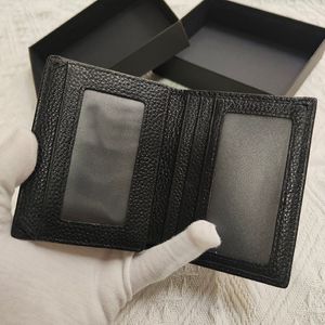 Nowy klip portfel Mężczyźni Zmień torbę czarną skórzaną portfolio luksusowa marka projektantka wizytówka z Box2305