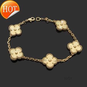 Bracciale a catena a maglie di design di lusso Bracciali a quadrifoglio Moda donna Gioielli in oro 18 caratib3kd307g