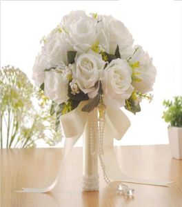 Elegant Rose Artificial Bridal Flowers Bride Bouquet Wedding Bouquet Crystals New Buque de Noiva4579906