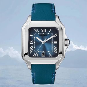 Orologio Moda Coppia Orologi Uomo 39.8MM Quadrante verde con numeri romani Orologio in acciaio inossidabile Cinturino in pelle Orologio sportivo per il tempo libero impermeabile con zaffiro montre de luxu