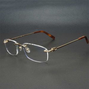 2024 Luxury Designer off for luxury designer sunglasses Metal Square Clear Frames Men Women Rimless Glasses Optical Frame Spectacles Eyeglasses for Computer 9011