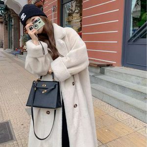 2023 Autumn/Winter Thickened Long Suit Collar Faux Mink Integrated Eco-Friendly Fur Women's Coat 908809
