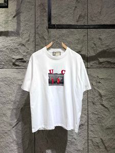 24SS早春のメンズデニムシャツショーツイタリアパリメンズハイストリートファッション半袖OS Tシャツ夏の通気性ティーZG0308