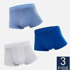 Underbyxor 3st/Lot Manliga underkläder Mens Boxer Men's Sexy Thin Ice Silk Hateble Boxers For Man Shorts Panties Para Hombres