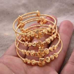 Bangle 4 pcs 24k africano árabe cor de ouro pulseiras para bebê pulseira crianças jóias nascido bonito pulseiras românticas presentes227k