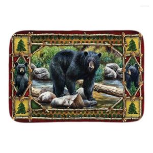 Tapetes Rivers Edge Bear Door Mat Home Decor Interior Ao Ar Livre Capachos Animais Padrão Soft Lighteness Curto P Tecido Banheiro Tapetes Dr DHD32