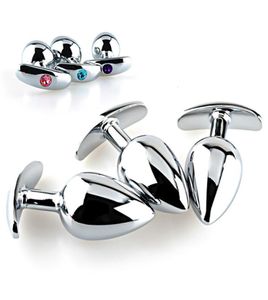 Plugue anal de liga de alumínio com toque suave, joias de cristal, pequeno, médio, sem vibrador, produtos privados para homens y1910286811377