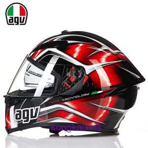 Capacete italiano AGV K5s composto de fibra de carbono para motocicleta com lentes duplas durante todas as estações e corrida antiembaçante