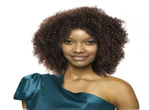 Brak koronkowej pełnej maszyny Made Human Hair Peruki krótkie BABR Capless Afro Kinky Curly 4color Black Women Top Quality8175696