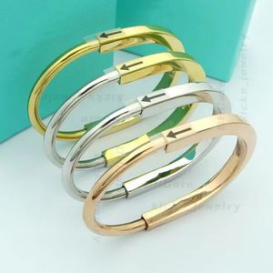 Top quality Horseshoe U Diamond Titanium Steel Bangle Designer Lock Bracelet Silver Rose Gold Bracelets for Women men Jewelry Lovers Gift