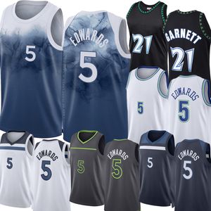 Anthony Edwards Minnesotas Timberwol Maglie da basket Retro Kevin 21 Garnett 2023-24 City Mens Youth Kid Jersey