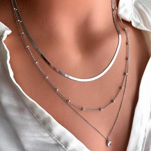 Pendant Necklaces Bohemia Gold Color Water Drop Crystal Mutilayered For Women Snake Chain Necklace Fashion Jewerly 2024