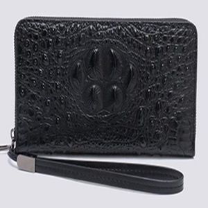 Nya män långa plånböcker Real Leather Crocodile Grain Hard Shell 20cm Längd Business Casual Cluth Wallet Multi-slots Enkel Zipper283o