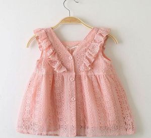 Spitze Baby Mädchen Kleid 2020 Sommer Neue Prinzessin Kleider rosa gelb grün Süße Kleine Kleid Kind Kleidung 15 Jahre AX5727643762