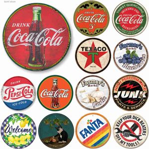 Metal Painting Round Metal Tin Sign Drink Cola Texaco Farmers Market Vintage For Home Garden Kitchen Bar Club Cafe Restaurant Retro Wall Decor T240309