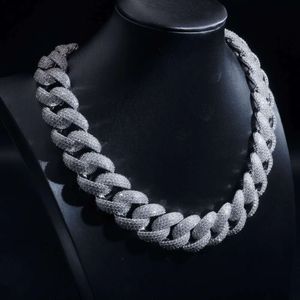 22mm Cuban Link Chain 925 Sterling Silver 4 Rows Diamond Iced Out Hiphop Vvs Miami Moissanite