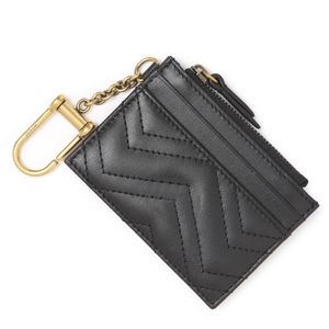 Marmont 627064 Nyckelkedjekorthållare Wallet 7A Kvalitet Lyxmynt Purses Gold med Box Women's Mens Designer -fack WA253C