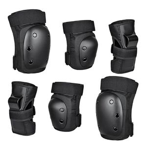 6pcs Kit Black Skateboard Ice Roller Skating Protective Gear Elbow Pads Wrist Guard Cycling Riding Knee Protector 240226