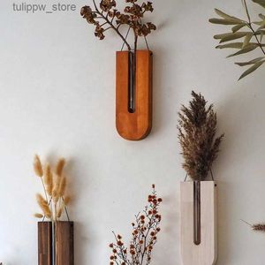 Vases Wooden Rope Wall Hanging Shelve Plant Flower Arrangement Plant Hangers Wood Wall Hydroponic Plant Rack for Home Decor Vase Rack L240309