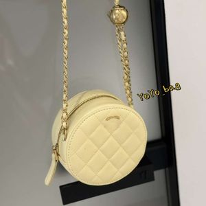 Makeup Bag Round Cake Mini Women 12CM Vintage Zipper Coin Purse Gold Ball Adjustable Chain Luxury Handbag Crossbody Shoulder Evening Clutch Pochette