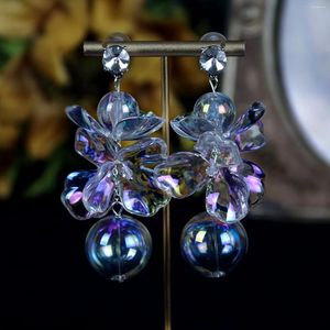 Dangle Earrings Resin Flowers Cute Long For Women 2024 Unique Glass Ball Bubble Bride Wedding Drop Jewelry