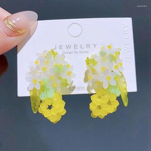 Stud Earrings Design Yellow White Resin Flower Fruit Women Original Handmade Bohe Style Party Jewelry