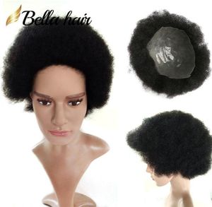 Süper İnce Tabanlı Saç Parçası Newfashion Afro Amerikalı Erkek Saç Modeli 100 İnsan Saç Yakışıklı Çekici Kısa Kıvırcık Kıvırcık Üst Kalite FUL8024192