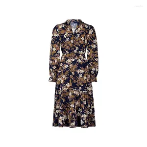 Casual Dresses Autumn Winter Women Full Sleeve Floral Printed V-Neck Woman Bohe Beach Party Long Dress Mujer Vestidos