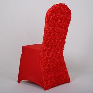 Universal Wedding Chair Covers Stretch Rosette Spandex Chair Cover Red White Gold for el Party Banquet Wholes Whole359D